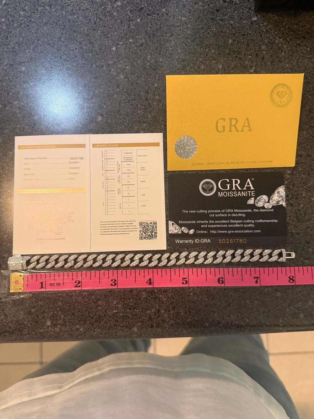 GRA Moissanite Iced Out Cuban Link Bracelet